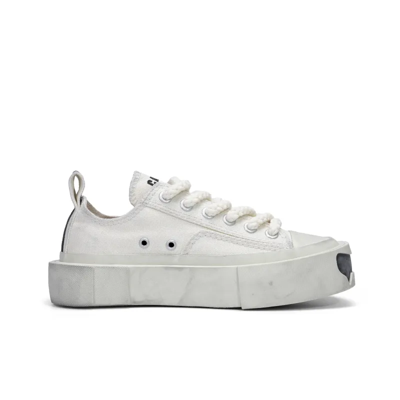 CROOKED CARD Anti Slip And Wear Resistant Breathable High Top Canvas Shoes Unisex Ecru-1