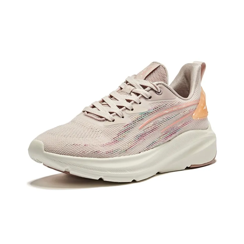 Erke Cushioned Wear-Resistant Breathable Low-Top Running Shoes Women's Mountain Root Gray Mineral Pink-2