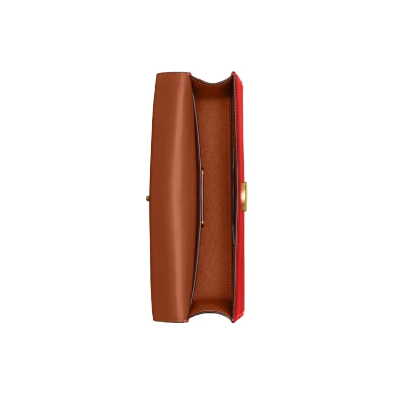 COACH Glove Tanned Leather Handbag, Shoulder Bag Medium Size Women's Red-1