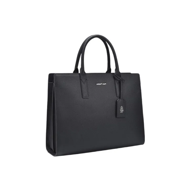 Hush Puppies Cow Leather Briefcases Medium Size Men's Black-4