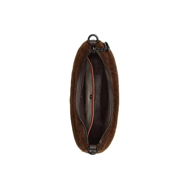 COACH Mira Shearling Dumpling Bag, Portable Crossbody Bag, Shoulder Bag Women's Brown-4