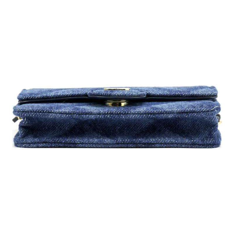 CHANEL Denim Coin Purse, Card Holder, One Shoulder, Crossbody, Fanny Pack Trumpets Women's Denim Blue-3