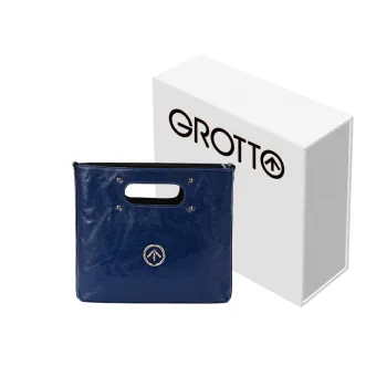 GROTTO Sheepskin Tote Bag Shopping Bag Crossbody One Shoulder Handbags Small Size Women's Indigo Blue