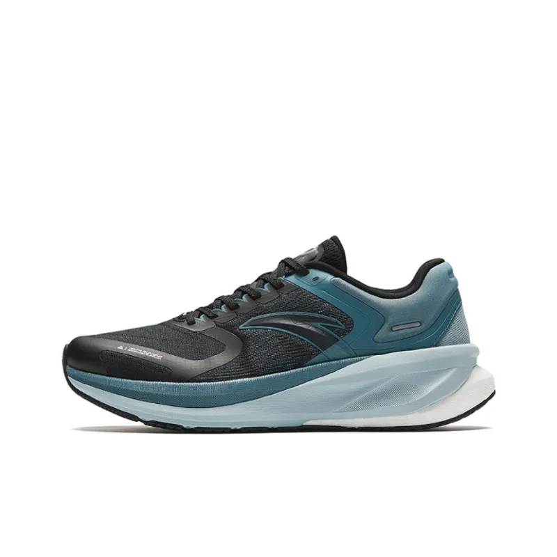 Anta Running Collection Slip Resistant Water Resistant Low Top Running Shoes Men's Black Cyan-0