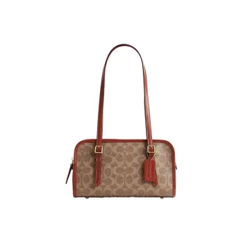 COACH Swing Zip Artificial Leather With Cow Leather Shoulder Bag Handbags Shoulder Bags Women's Brown