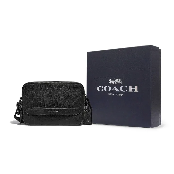 COACH Charter Leather Fanny Pack, Shoulder Bag, Crossbody Bag Regular Men's Black-5