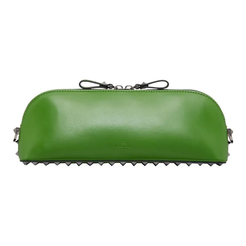 Valentino ROCKSTUD Calfskin Clutch Regular Men's Green-4