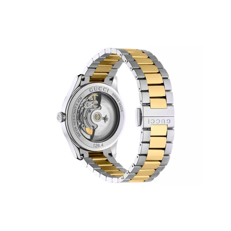 GUCCI G Timeless Collection Wrist Watch Automatic Mechanical Movement 18K Gold Strap 38mm Silver Dial Unisex-1
