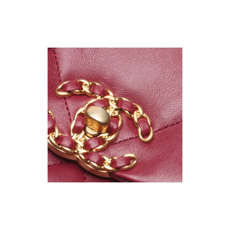 CHANEL 19Bag Lambskin Shoulder Bag, Crossbody Bag Tubas Women's Burgundy-2
