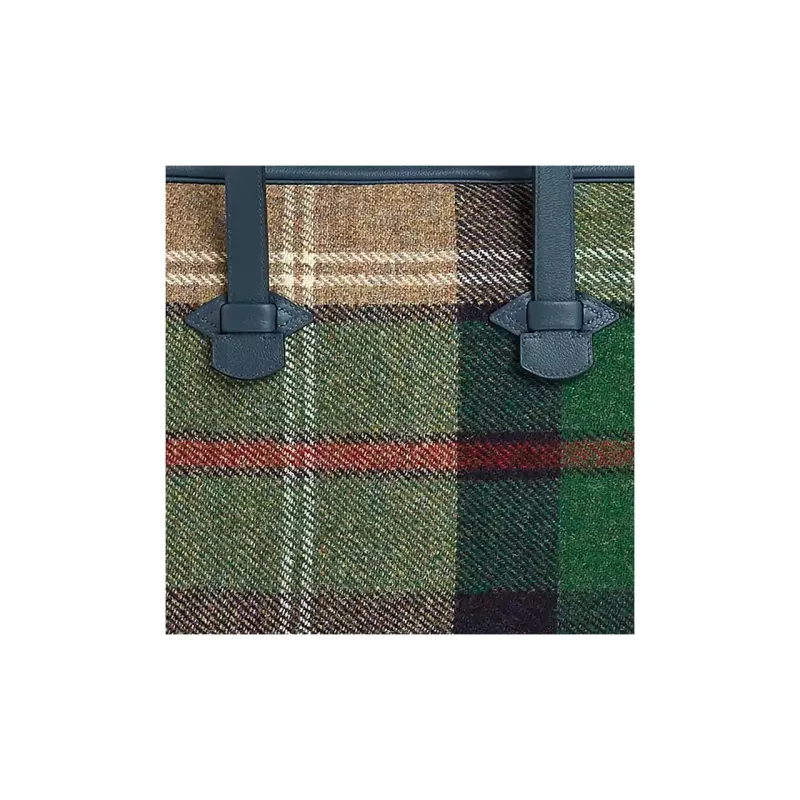 HERMES Plaid Melton Canvas With Evercolor Calfskin Canvas Bag, Handbag Regular Unisex Green/Blue-4