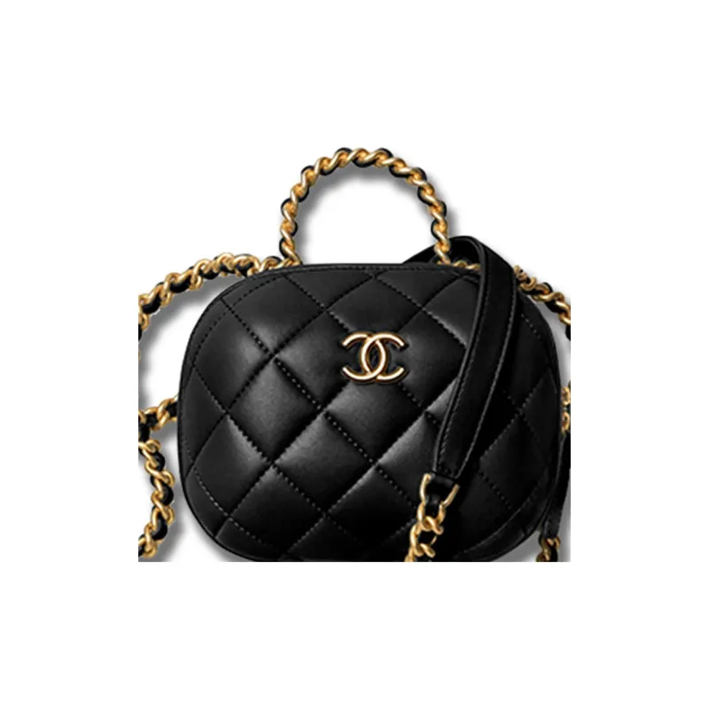 CHANEL Lambskin Box Bag, Makeup Bag, One Shoulder Handbag, Crossbody Bag Trumpets Women's Black-3