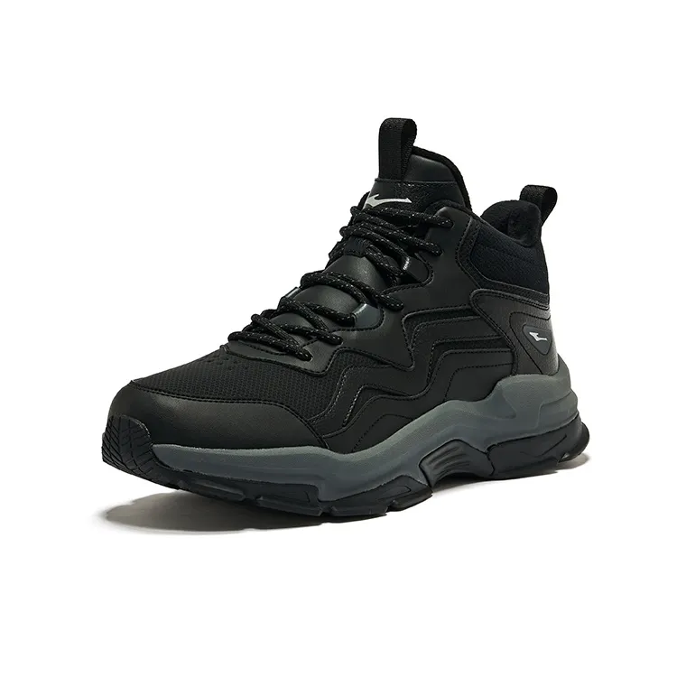 Erke Casual Shoes Men High Top Jet Black Carbon Gray-2