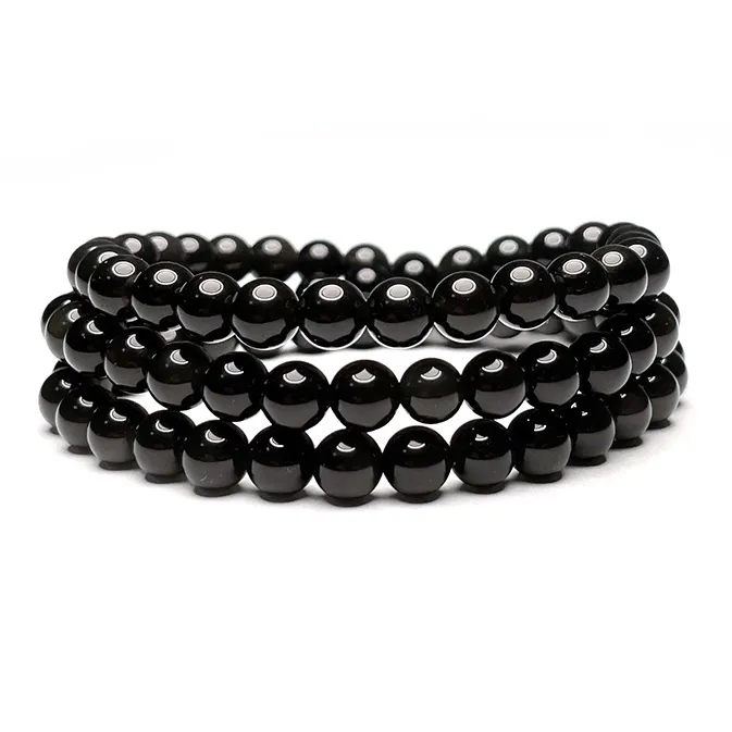 MOUNTAINS AND MANS Obsidian Jade Bracelets Unisex Obsidian-6
