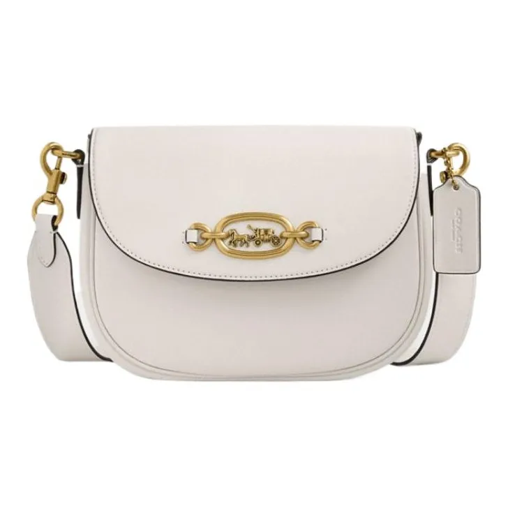 COACH Harley Glove Leather Saddle Bag, Shoulder Bag Women's White-0