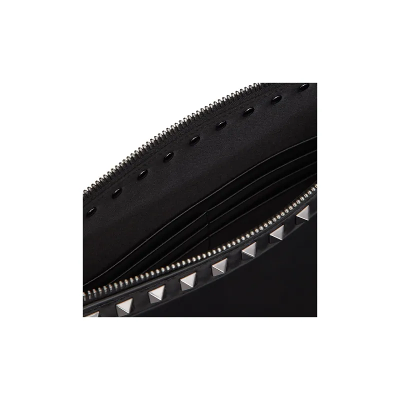 Valentino ROCKSTUD Calfskin Clutch Regular Men's Black-4