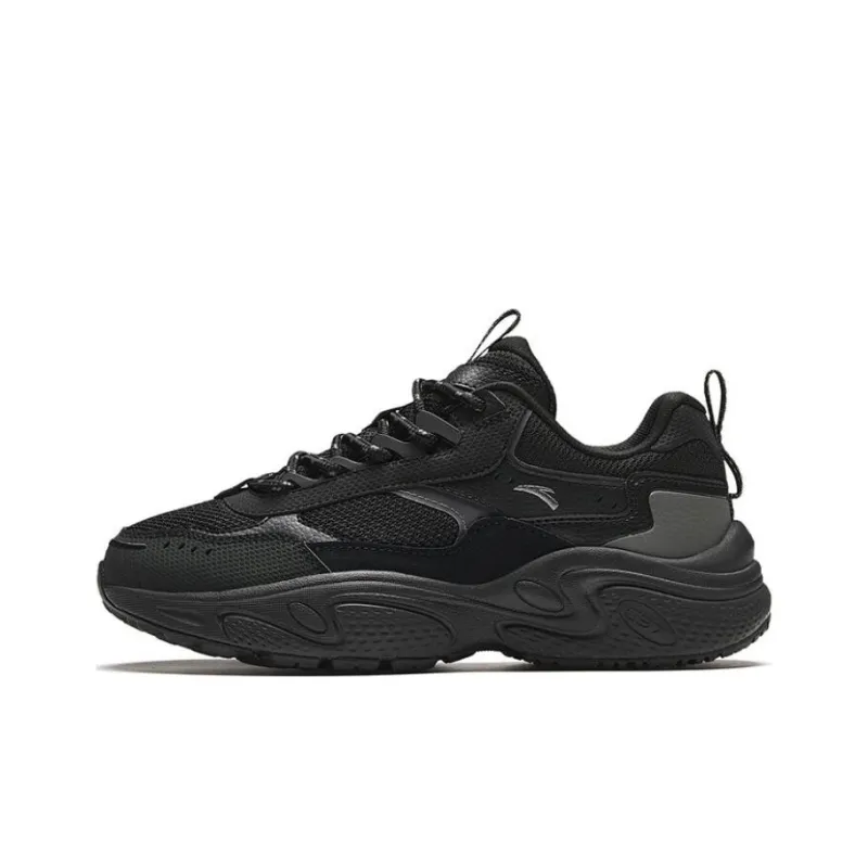 Anta Star Cushioning Breathable Low Top Chunky Sneakers Women's Black-0