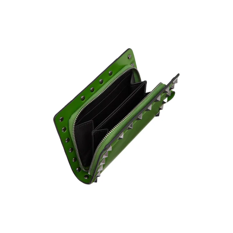 Valentino ROCKSTUD Cow Leather Wallet Men's Green-5