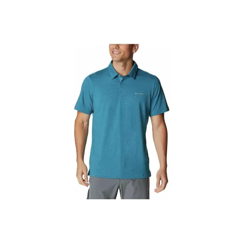 Columbia Tech Trail Polo Shirts Men Deep Sea Blue