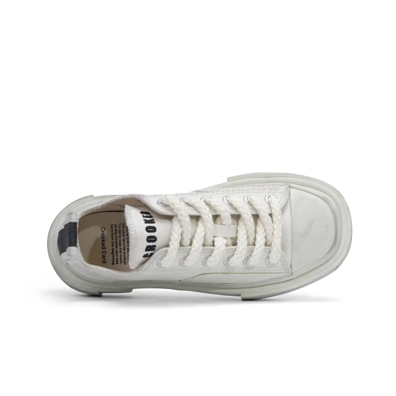 CROOKED CARD Anti Slip And Wear Resistant Breathable High Top Canvas Shoes Unisex Ecru-3