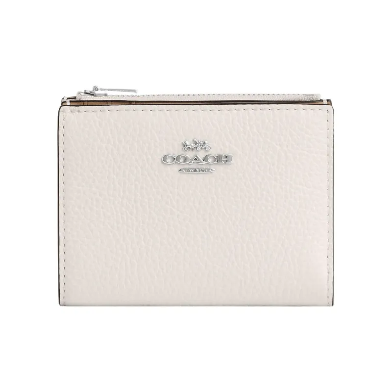 COACH Pebbled Leather Coin Purse Wallet Regular Women's White-0