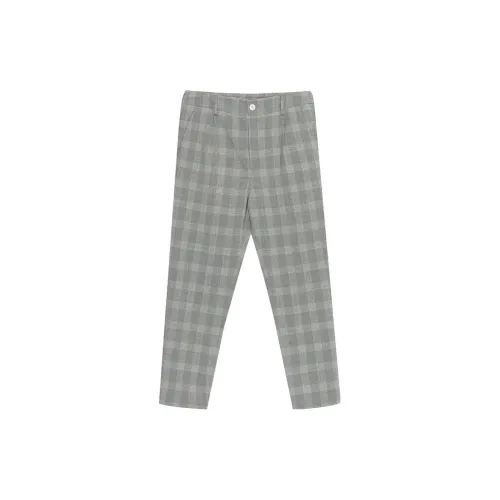 EHE Casual Pants Men Gray Plaid