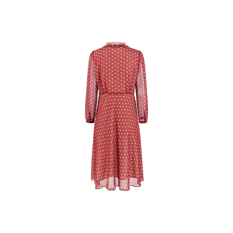 JZ Juzui Long Sleeved Dress Women's Flower Maroon-1