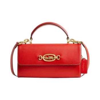 COACH Glove Tanned Leather Handbag, Shoulder Bag Medium Size Women's Red