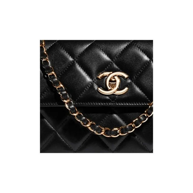 CHANEL Trendy Cc Sheepskin Shoulder Bag, Handbag Women's Black-3
