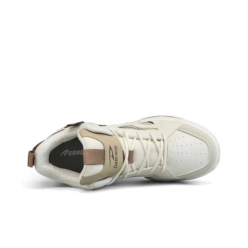 DEERWAY Durable Breathable High Top Skateboard Shoes Men's Beige Brown-3
