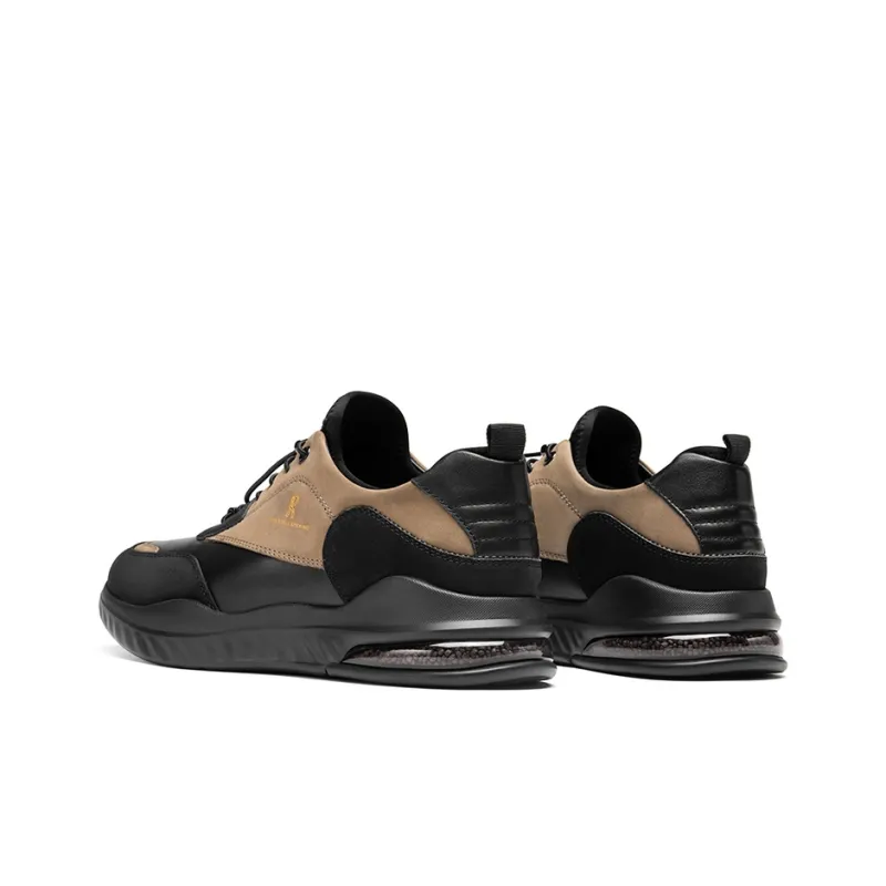 ROBERTA DI CAMERINO Cow Leather Low Top Casual Shoes Men's Black Khaki-3