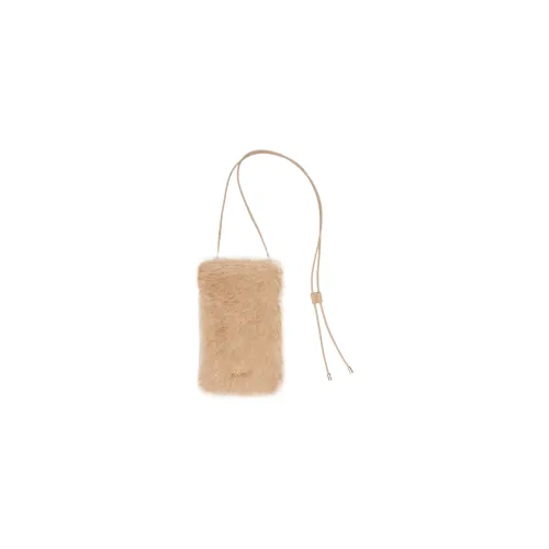 MaxMara Alpaca Blend Cashmere Sherpa Wallet Cell Phone Pouch Mini Women's Honey