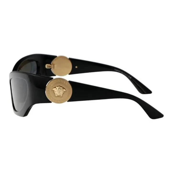 VERSACE Acetate Irregular Shape Sunglasses Women's Black-2