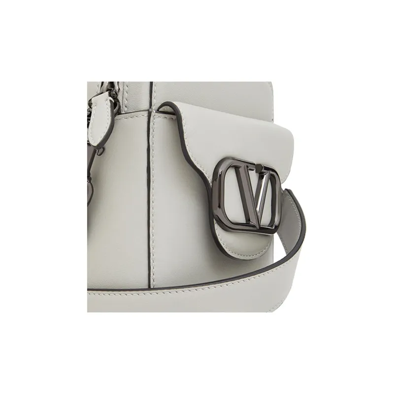 Valentino Calfskin Shoulder Bag, Crossbody Bag Regular Men's Gray-6