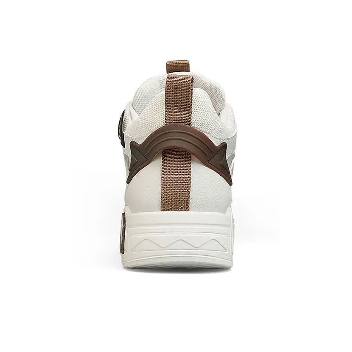 DEERWAY Durable Breathable High Top Skateboard Shoes Men's Beige Brown-4