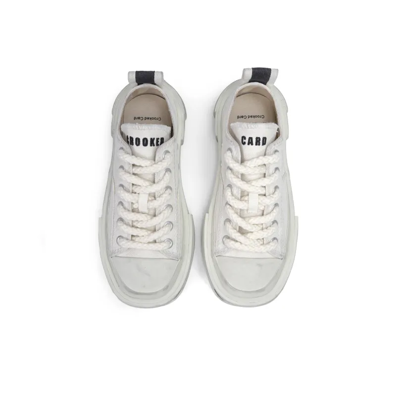 CROOKED CARD Anti Slip And Wear Resistant Breathable High Top Canvas Shoes Unisex Ecru-4