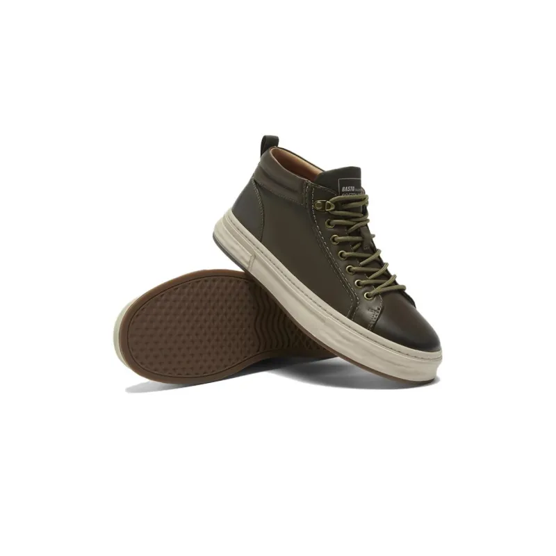BASTO Skateboard Shoes Men Mid Top Green/Coffee-19