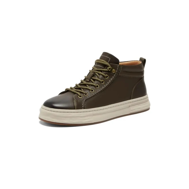 BASTO Skateboard Shoes Men Mid Top Green/Coffee-6