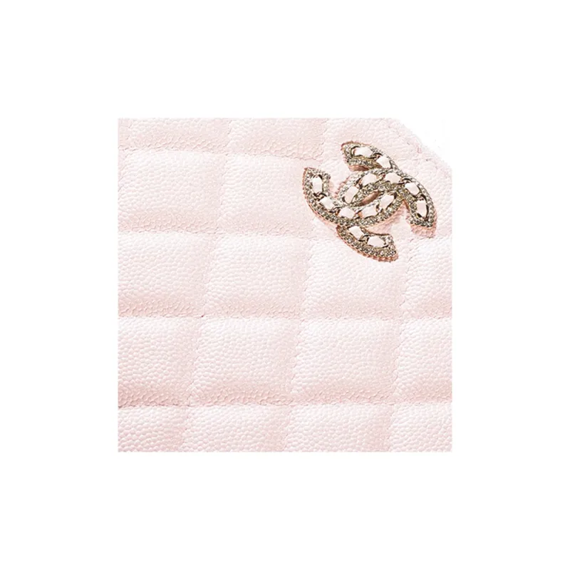 CHANEL Shiny Fine Grained Calfskin Zippers Clutch Coin Purse Trumpets Women's Light Pink-2