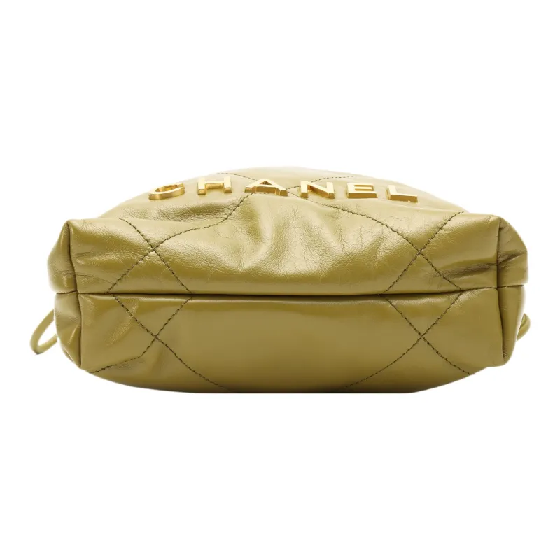 CHANEL 22Bag Bright Calfskin Bucket Bag, Shoulder Bag, Crossbody Bag Mini Women's Olive Green-3