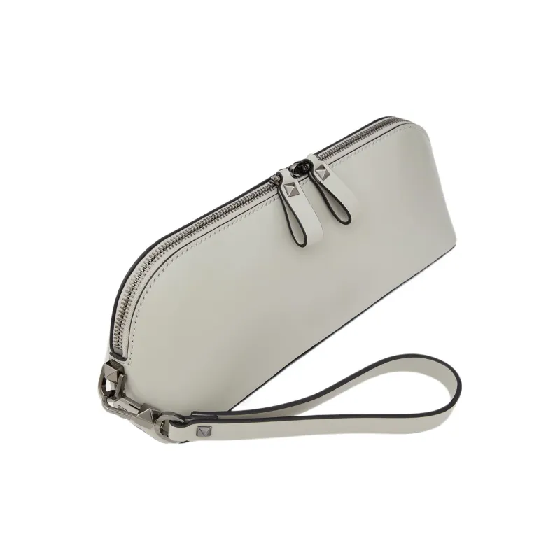 Valentino ROCKSTUD Calfskin One Shoulder Crossbody Clutch Regular Men's Gray-1