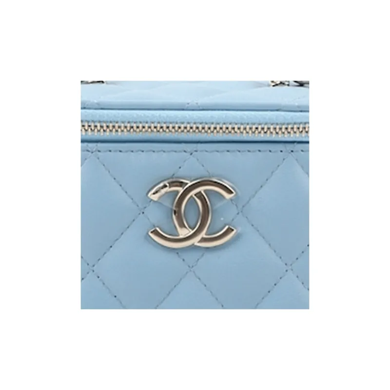 CHANEL 22SS Lambskin Box Bag, Shoulder Bag, Crossbody Bag Mini Women's Blue-3
