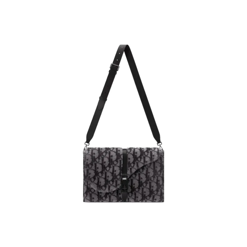 DIOR Shearling Portable Crossbody Bag Shoulder Bag Men's Gray-5