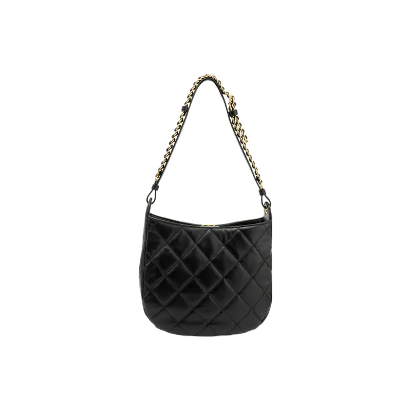 CHANEL Lambskin Hobo Bag, Hippie Bag, Handbag, Shoulder Bag Women's Black-3