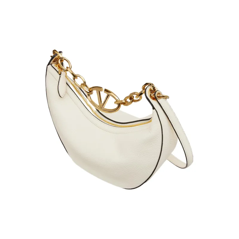 Valentino Vlogo Leather HOBO Bag, Shoulder Handbag Trumpets Women's White-2
