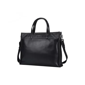 Hush Puppies Vegetable Tanned Top Grain Cow Leather Handbag Briefcase Tubas Men's Black