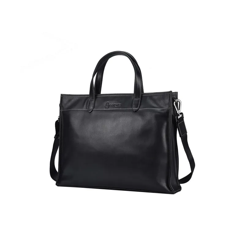 Hush Puppies Vegetable Tanned Top Grain Cow Leather Handbag Briefcase Tubas Men's Black-0