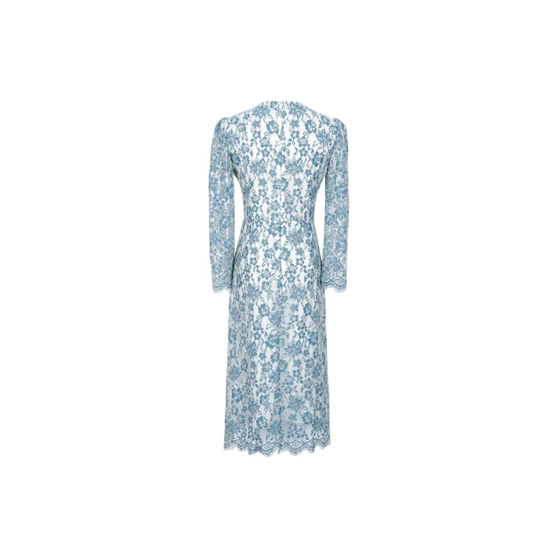 MISSSHINE Long Sleeved Dresses Women's Blue-1