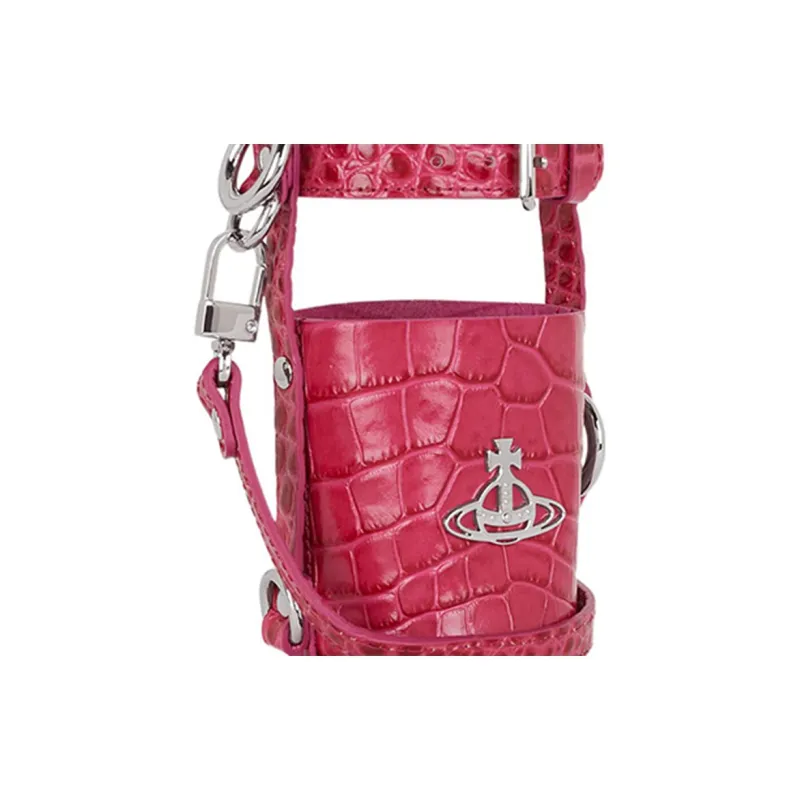 Vivienne Westwood Calfskin Handbag, Shoulder Bag, Crossbody Bag Women's Peach Pink-4