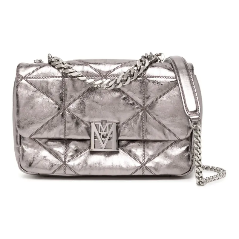 MCM Calfskin Shoulder Bag, Crossbody Bag Small Size Women's Silver-0