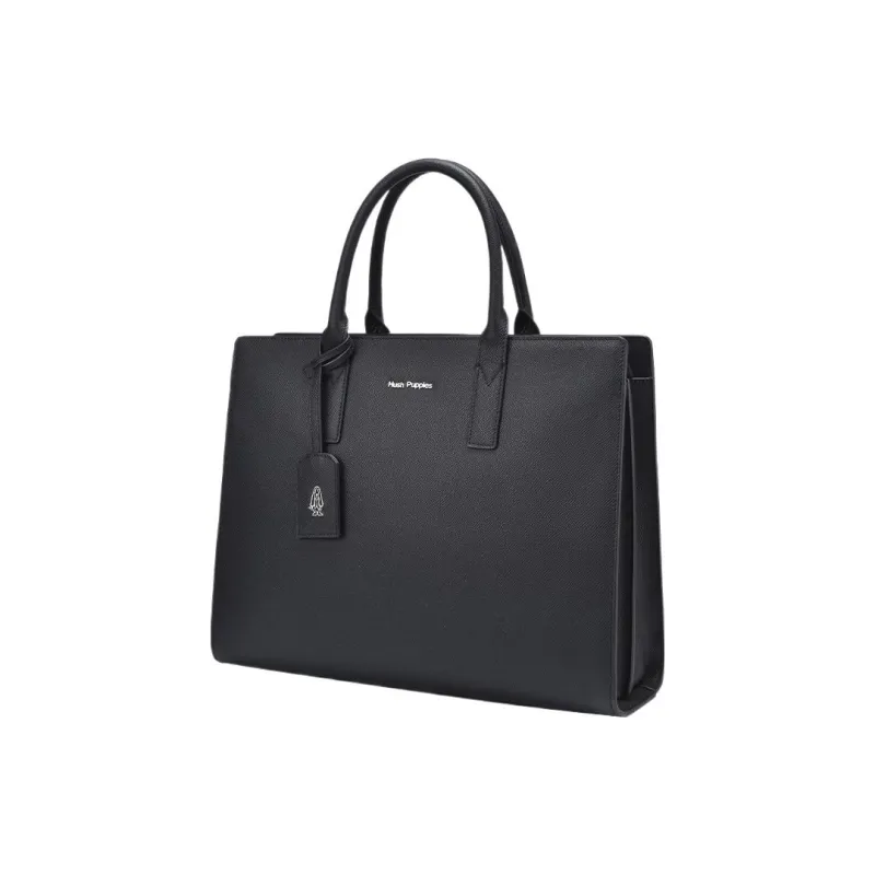 Hush Puppies Cow Leather Briefcases Medium Size Men's Black-1